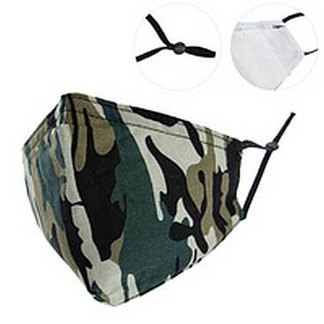 CAMOUFLAGE PRINT UNISEX MASK W/ ADJUSTABLE ELASTIC EAR STRAP