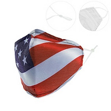 AMERICAN FLAG PRINT UNISEX MASK W/ FILTER POCKET