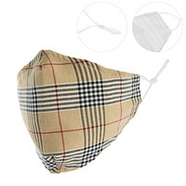 CLASSIC PLAID PRINT UNISEX MASK W/ FILTER POCKET