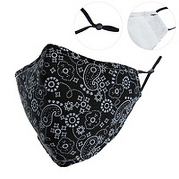 BANDANA PRINT UNISEX MASK W/ ADJUSTABLE ELASTIC EAR STRAP