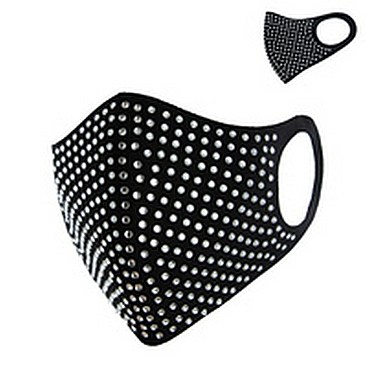 Fashion Black Mask W/ Ab Stone & Comfortable Earloop