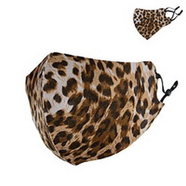 LEOPARD PRINT UNISEX MASK W/ ADJUSTABLE ELASTIC EAR STRAP