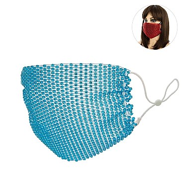 RHINESTONE MESH MASK W/ ADJUSTABLE ELASTIC EAR STRAP