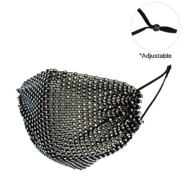 RHINESTONE MESH MASK W/ ADJUSTABLE ELASTIC EAR STRAP