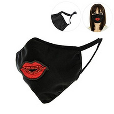 Red Lips Fashion Mask W/ Rhinestone
