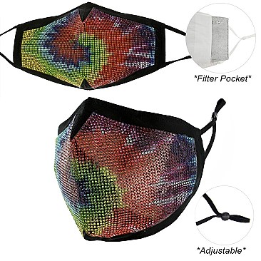 FASHION MULTICOLORED RHINESTONE COTTON MASK