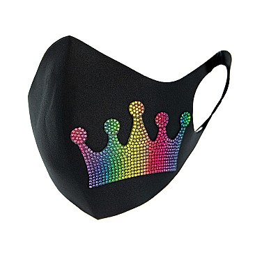 FASHION CROWN RHINESTONE MASK W/ COMFORTABLE EARLOOP