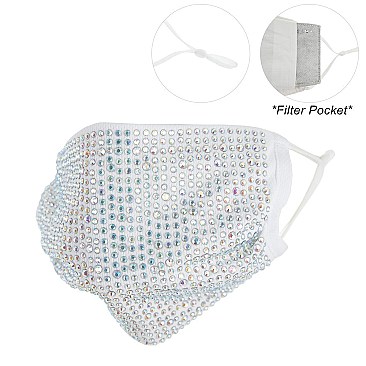 RHINESTONE BLING MASK W/ FILTER POCKET & ADJUSTABLE