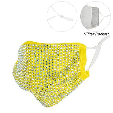 RHINESTONE BLING MASK W/ FILTER POCKET & ADJUSTABLE