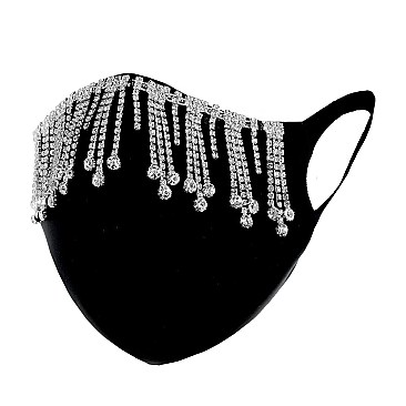 FASHION DANGLING RHINESTONE MASK W/ COMFORTABLE EARLOOP