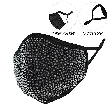 Filter Pocket & Adjustable Elastic Ear Strap Bling Mask