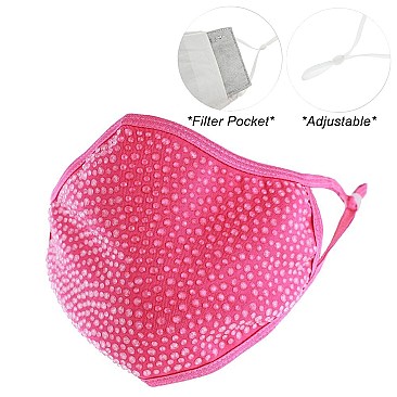 Filter Pocket & Adjustable Elastic Ear Strap Bling Mask