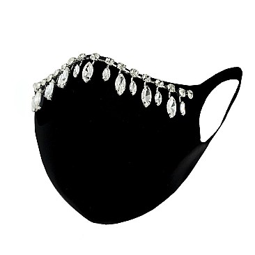 DANGLING RHINESTONE FASHION MASK W/ COMFORTABLE EARLOOP