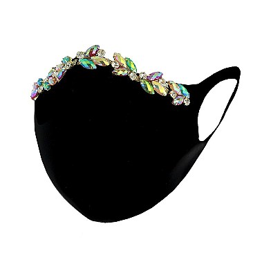 FASHION COLORED RHINESTONE MASK W/ COMFORTABLE EARLOOP