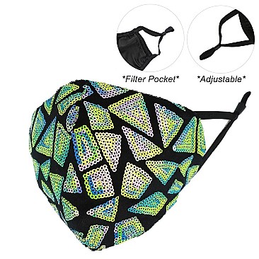 ADJUSTABLE SEQUIN BLING MASK W/ FILTER POCKET