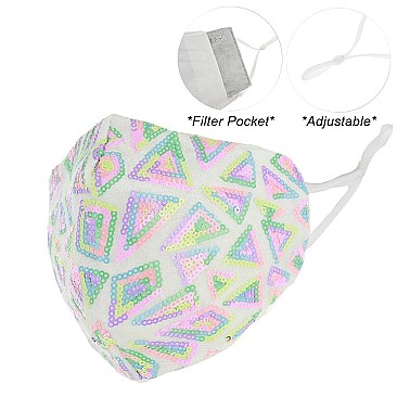 ADJUSTABLE SEQUIN BLING MASK W/ FILTER POCKET