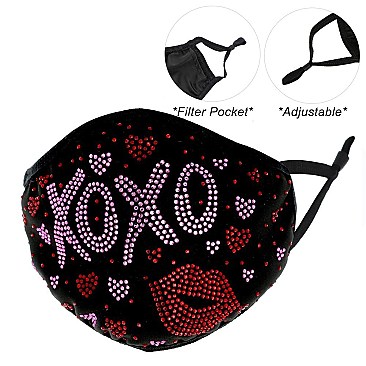 Trendy Xoxo With Lips Rhinestone Bling Mask