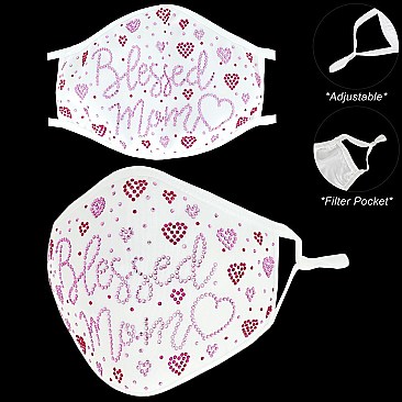 CUTE BLESSED MOM & HEARTS FACE MASK