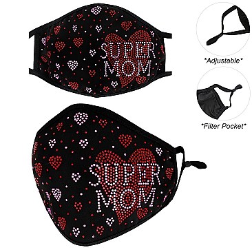 STYLISH SUPER MOM & HEARTS FACE MASK