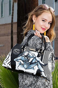 FASHIONABLE Nicole Lee PRINTED SATCHEL BAG JYMAX-14136