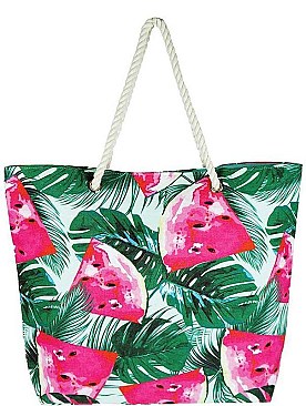 TROPICAL WATERMELON PRINT TOTE BAG