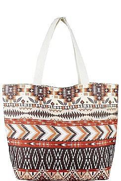 AMERICAN INDIAN PATTERN CANVAS SHOPPER BAG