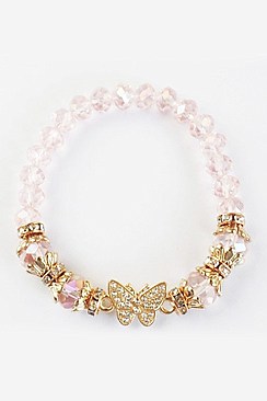 PACK 0F 12 FASHION ASSORTED COLOR Butterfly Accent BRACELETS