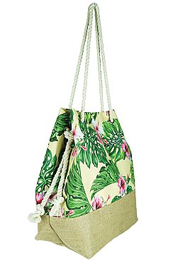 FASHIONABLE TROPICAL HIBISCUS PRINT ECO BAG JYMBS0038