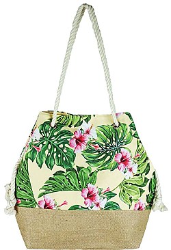 FASHIONABLE TROPICAL HIBISCUS PRINT ECO BAG JYMBS0038