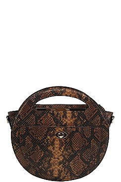 2 IN 1 PYTHON CIRCLE SATCHEL WITH LONG STRAP