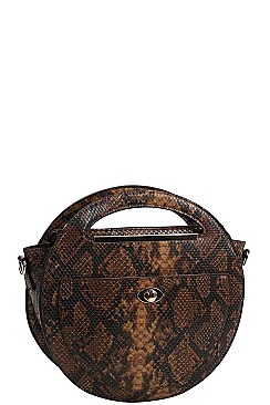 2 IN 1 PYTHON CIRCLE SATCHEL WITH LONG STRAP