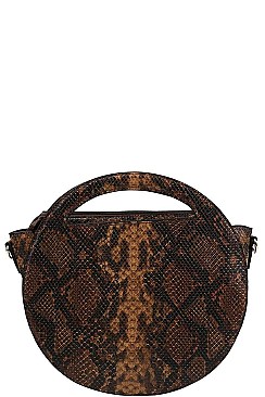 2 IN 1 PYTHON CIRCLE SATCHEL WITH LONG STRAP
