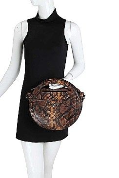 2 IN 1 PYTHON CIRCLE SATCHEL WITH LONG STRAP