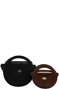2 IN 1 CIRCLE SATCHEL SET WITH LONG STRAP
