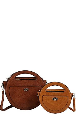 2 IN 1 CIRCLE SATCHEL SET WITH LONG STRAP