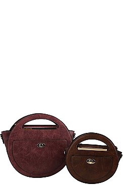 2 IN 1 CIRCLE SATCHEL SET WITH LONG STRAP