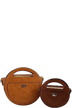 2 IN 1 CIRCLE SATCHEL SET WITH LONG STRAP