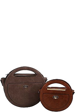 2 IN 1 CIRCLE SATCHEL SET WITH LONG STRAP