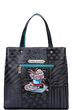 Nicole Lee LONG STRAPPED MY CLOSET PRINT TOTE BAG