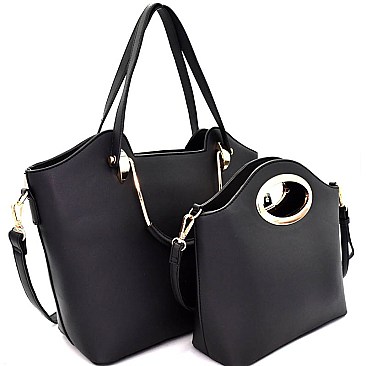 MC0030-LP Metal Handle 2 in 1 Classy Satchel Tote SET