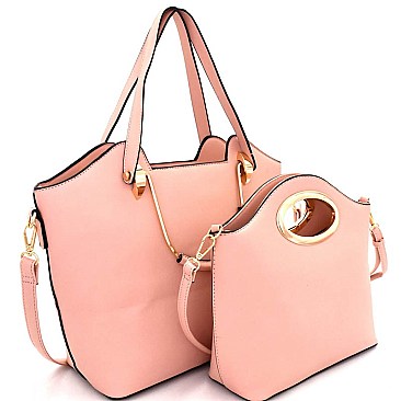 MC0030-LP Metal Handle 2 in 1 Classy Satchel Tote SET