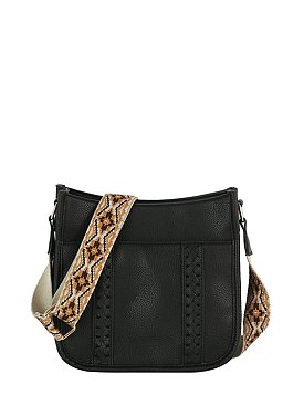 Weaving Detail Guitar Strap Crossbody Bag