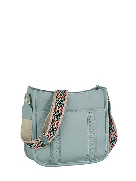 Weaving Detail Guitar Strap Crossbody Bag