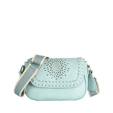 Laser Cut Printed Flap Crossbody Bag