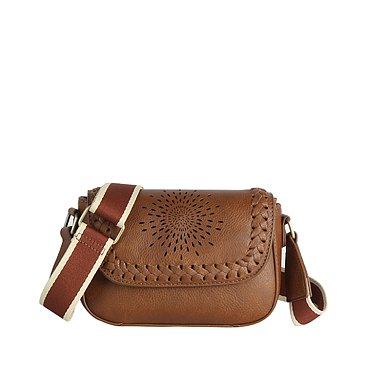 Laser Cut Printed Flap Crossbody Bag