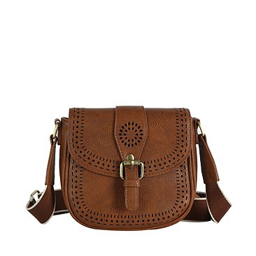 Laser Cut Printed Buckle Flap Crossbody Bag