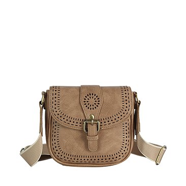 Laser Cut Printed Buckle Flap Crossbody Bag