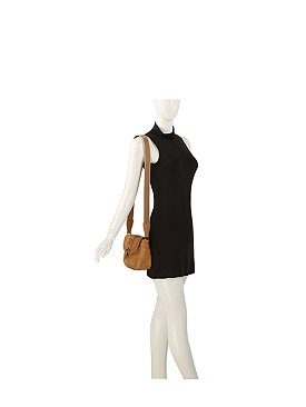 Laser Cut Printed Buckle Flap Crossbody Bag