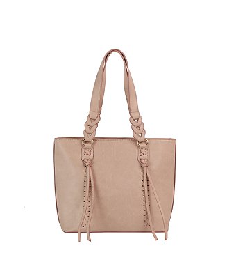 Braided Detail Top Handle Shopper Tote Bag