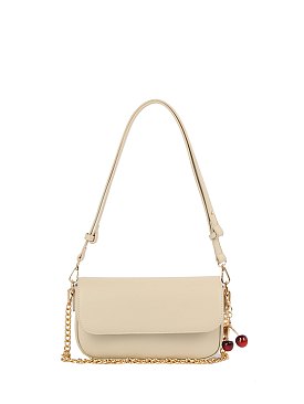 Cherry Bag Charm Flap Shoulder Bag